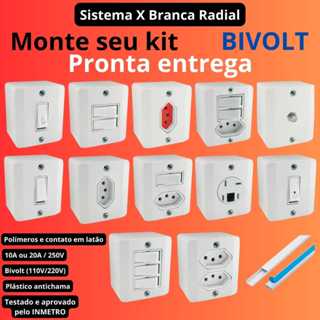 Tomada e Interruptores 10A e 20A Sobrepor Sistema X Branco Radial Tomada 10A Tomada 20A Interruptor em Oferta na Shopee