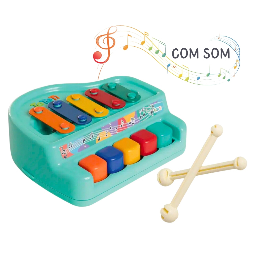 Piano e Xilofone Infantil Musical Brinquedo Educativo Com Som Teclado Colorido Para Bebê Desenvolvimento Coordenação Motora Habilidades Sensoriais Presente Para Crianças 12+ Meses