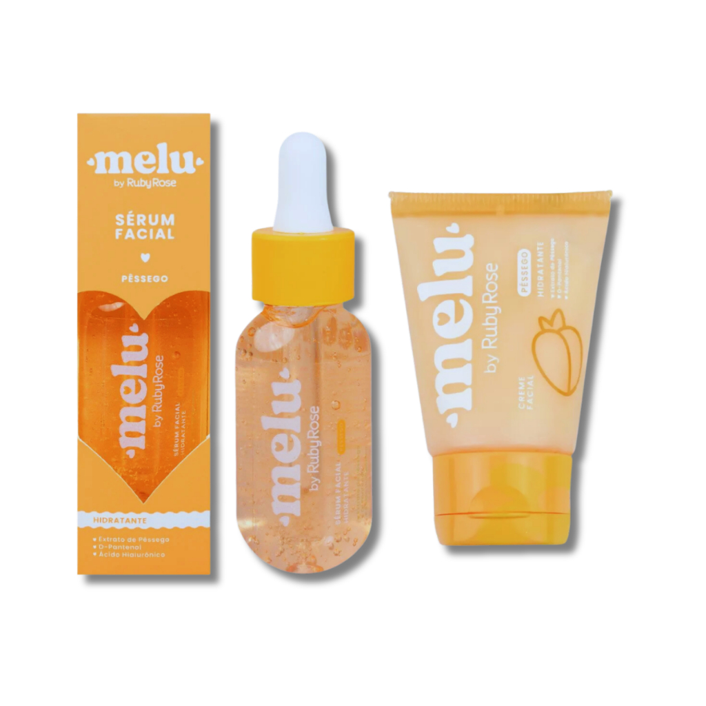 Kit Sérum Facial 30ml + Creme Facial Pêssego 40g - 2 Itens - Melu by Ruby Rose