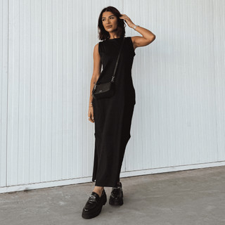 Vestido Cavado Liso Longo Com Bolso 100% Algodão
