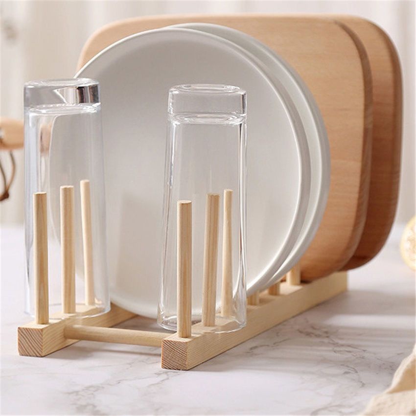 Promoção: Suporte Escorredor Porta Pratos De Bancada De Bambu 4/6 Divisorias ON SALE