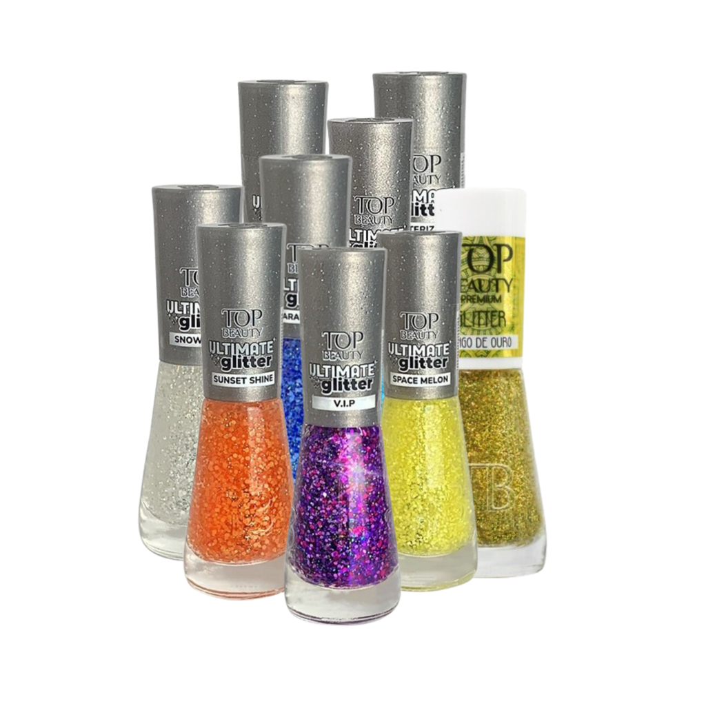 Kit com 3 Esmaltes Gliter Premium Ultimatte Glitter (Sortidos) - Top Beauty