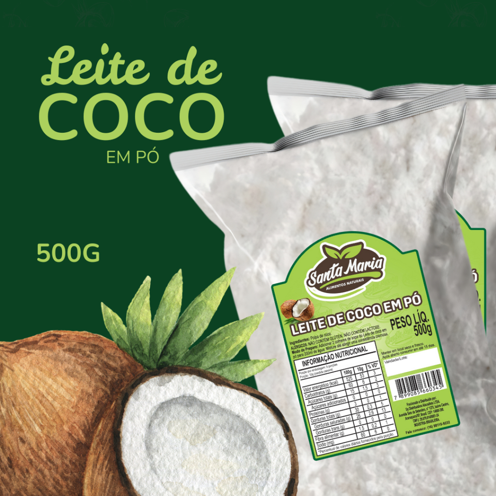 Leite de Coco em Pó Coco 1kg ou 500g Santa Maria