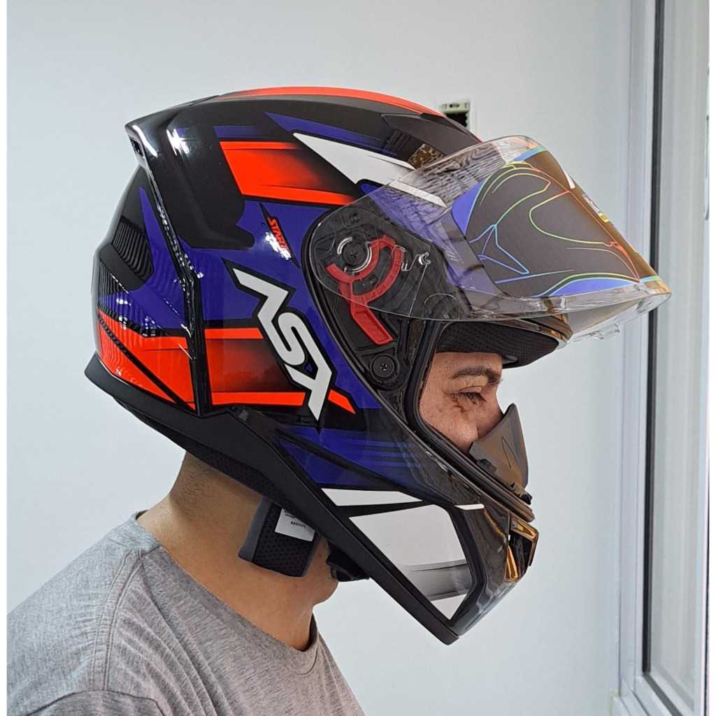 Capacete Asx City Start Preto/vermelho/azul Brilhante