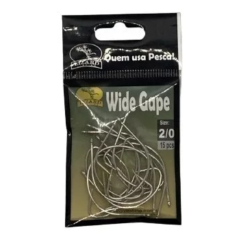 Anzol Lizard Wide Gap 2/0 - Nickel - Para Robalo - 15 Peças