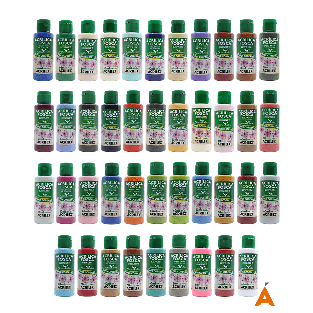 Tinta Acrílica Fosca 60ml Acrilex - Kit 6 Frascos P/ Pintar Impressão 3D - Escolha as Cores No Chat