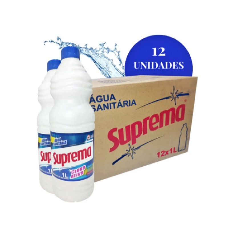 Agua Sanitária Cloro Ativo Suprema 1L - 12 unidades