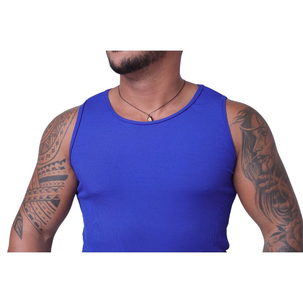Regata Americana Masculina Ribana Canelado Verdao Casul e Academia Top