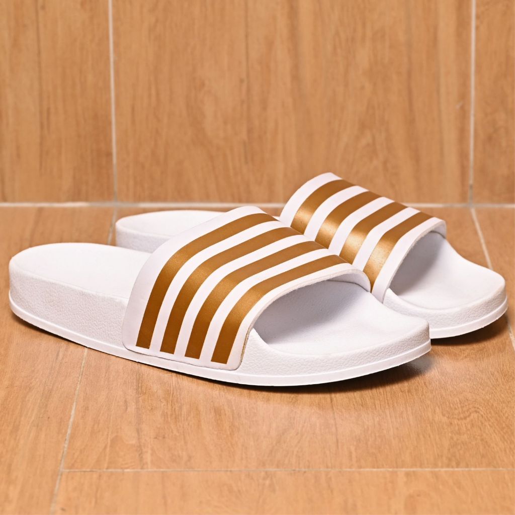 Chinelo Slide Listrado Unissex Confortável Masculino Feminino