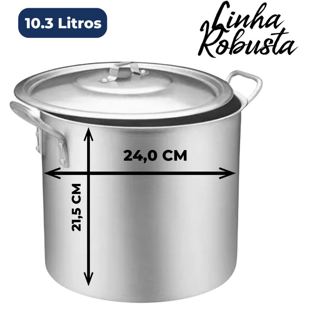 Panela Caldeirão Hotel Industrial 10 Litros Nº24 Alumínio Grosso em Oferta na Shopee