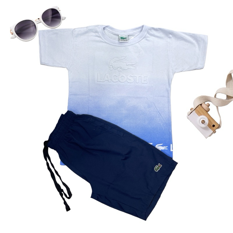 Conjunto Menino Infantil De Verão Camiseta Degrade Com Short Tactel Elastano Juvenil L