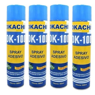 Kit com 4 Cola Okachi Spray Temporária Patchwork Bordados Tecidos - 600 ml em Oferta na Shopee