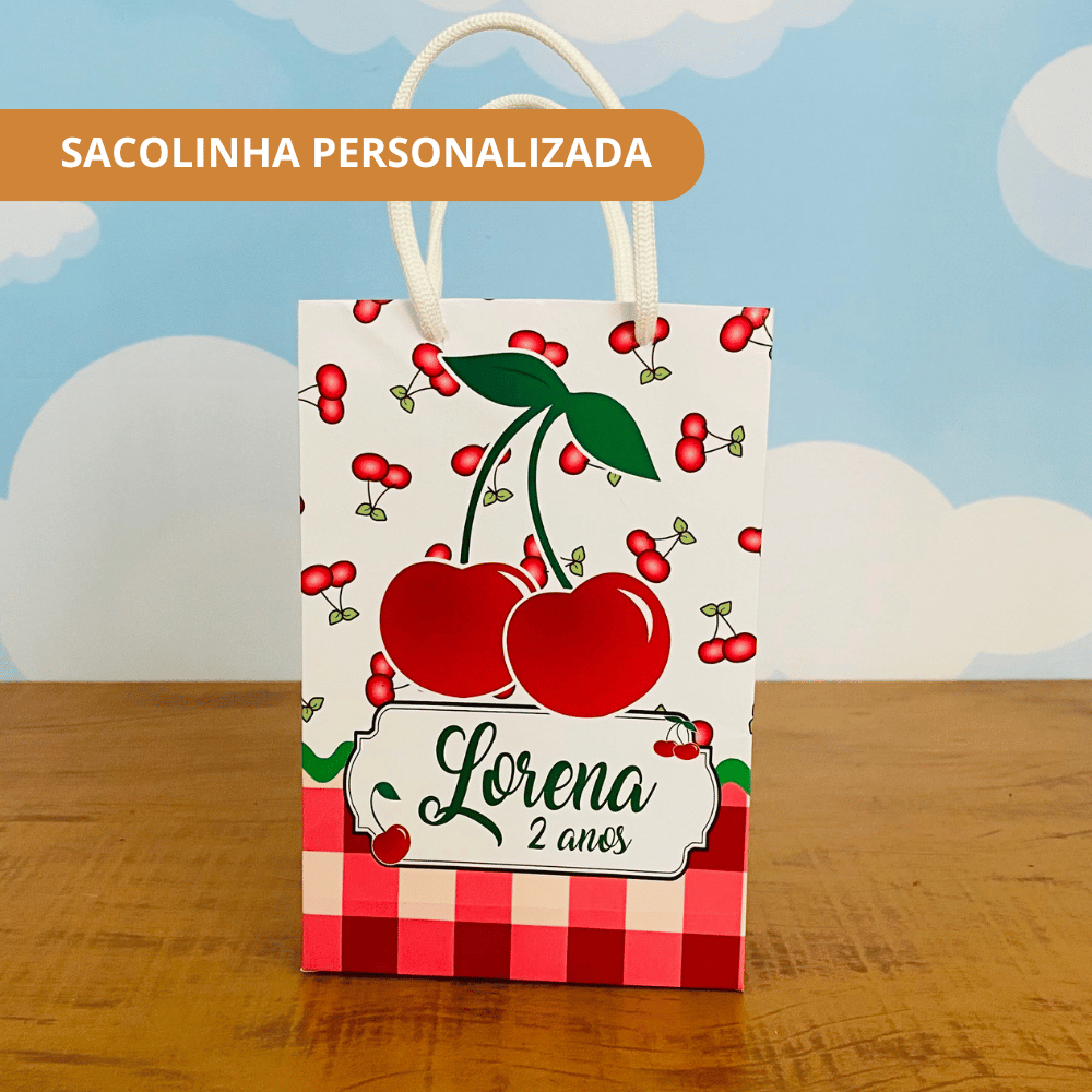 Sacolinha Personalizada CEREJA - JÁ VAI MONTADA