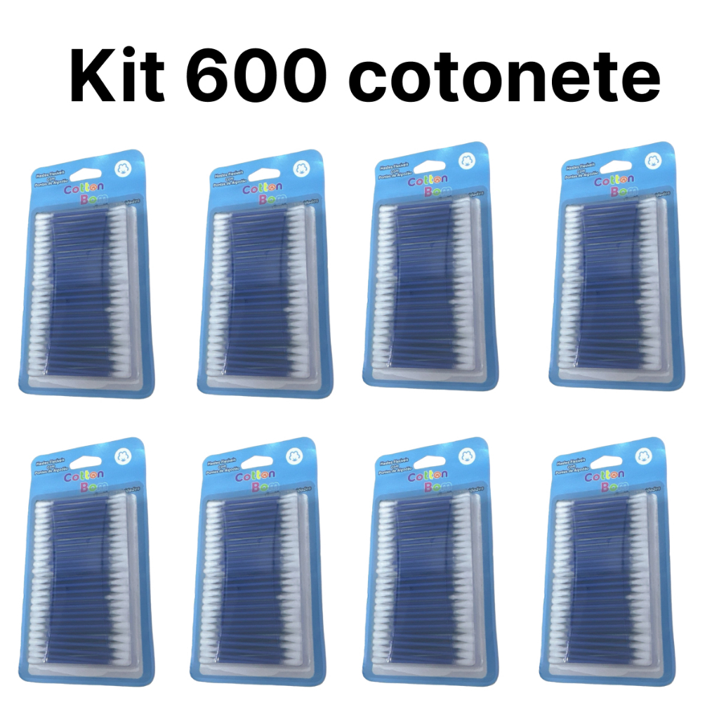 Kit 600 Unidades de Cotonete para Limpeza e Higiene Algodão Macio