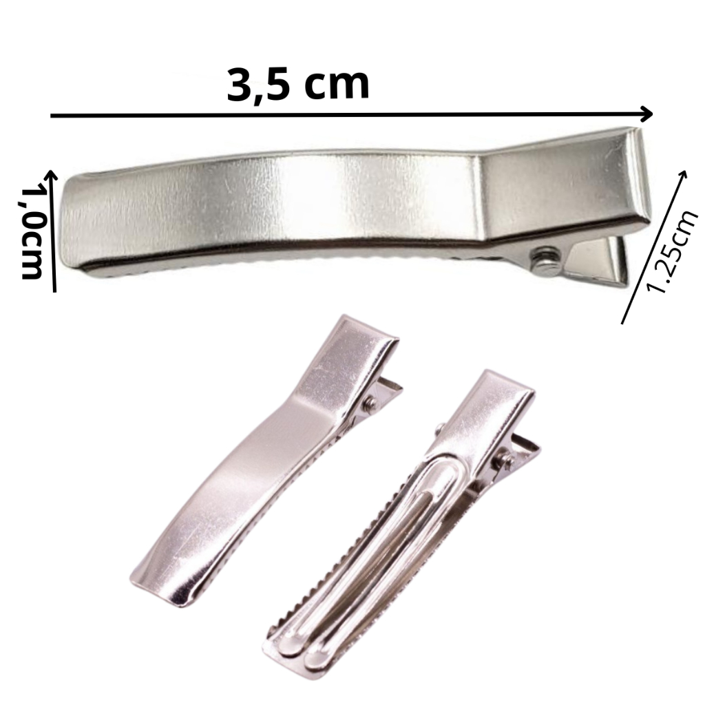 Bico De Pato Base Jacaré Presilha 2 Garras 3,5cm, 5,0cm, 6,0cm 50 Unidades (Escolha o tamanho)
