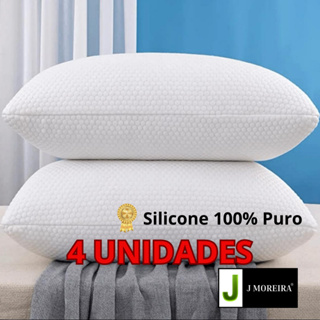 Kit 4 Travesseiros Travisseiro Nasa Flex Silicone Alto Macio Confortável Premium Fabricante em Oferta na Shopee