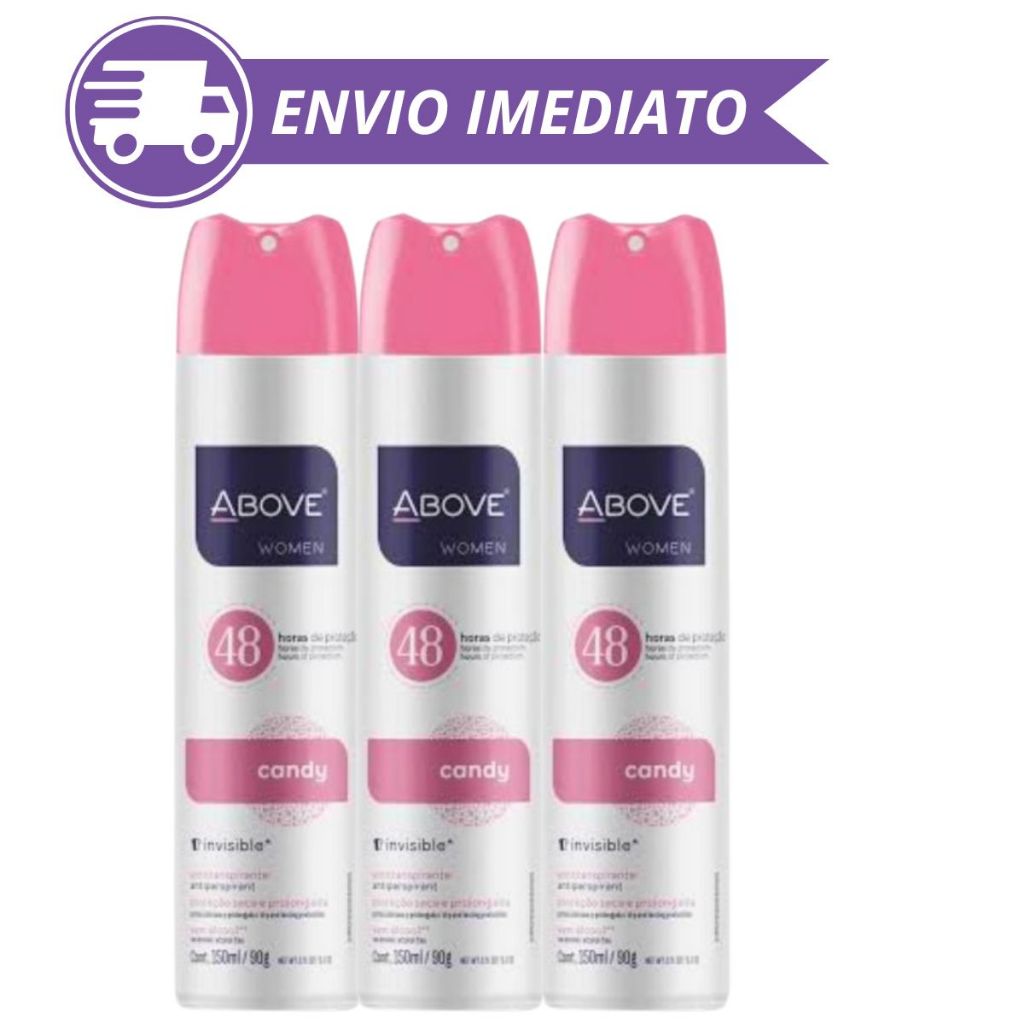 Kit 3 Desodorante Antitranspirante Candy Aerossol Above 150ml Feminino