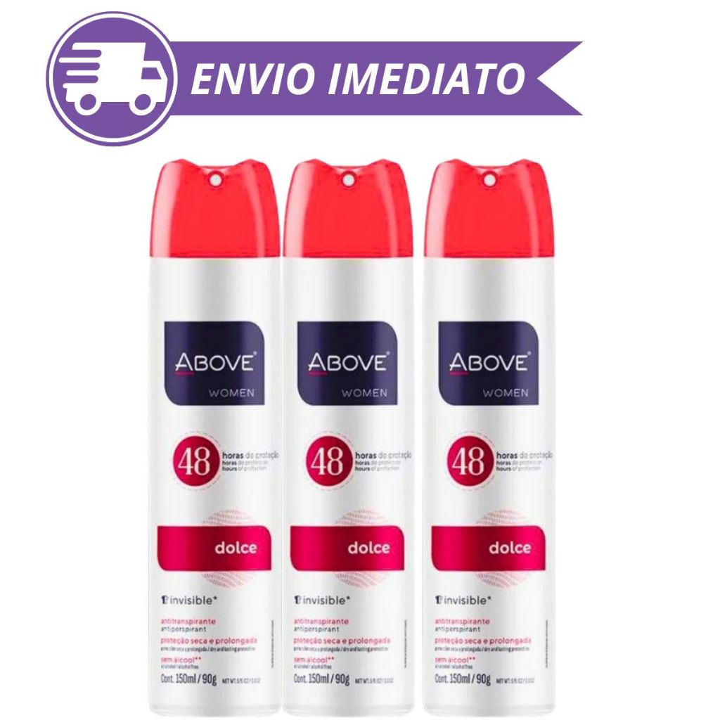 Kit 3 Desodorante Antitranspirante Dolce Aerossol Above 150ml Feminino