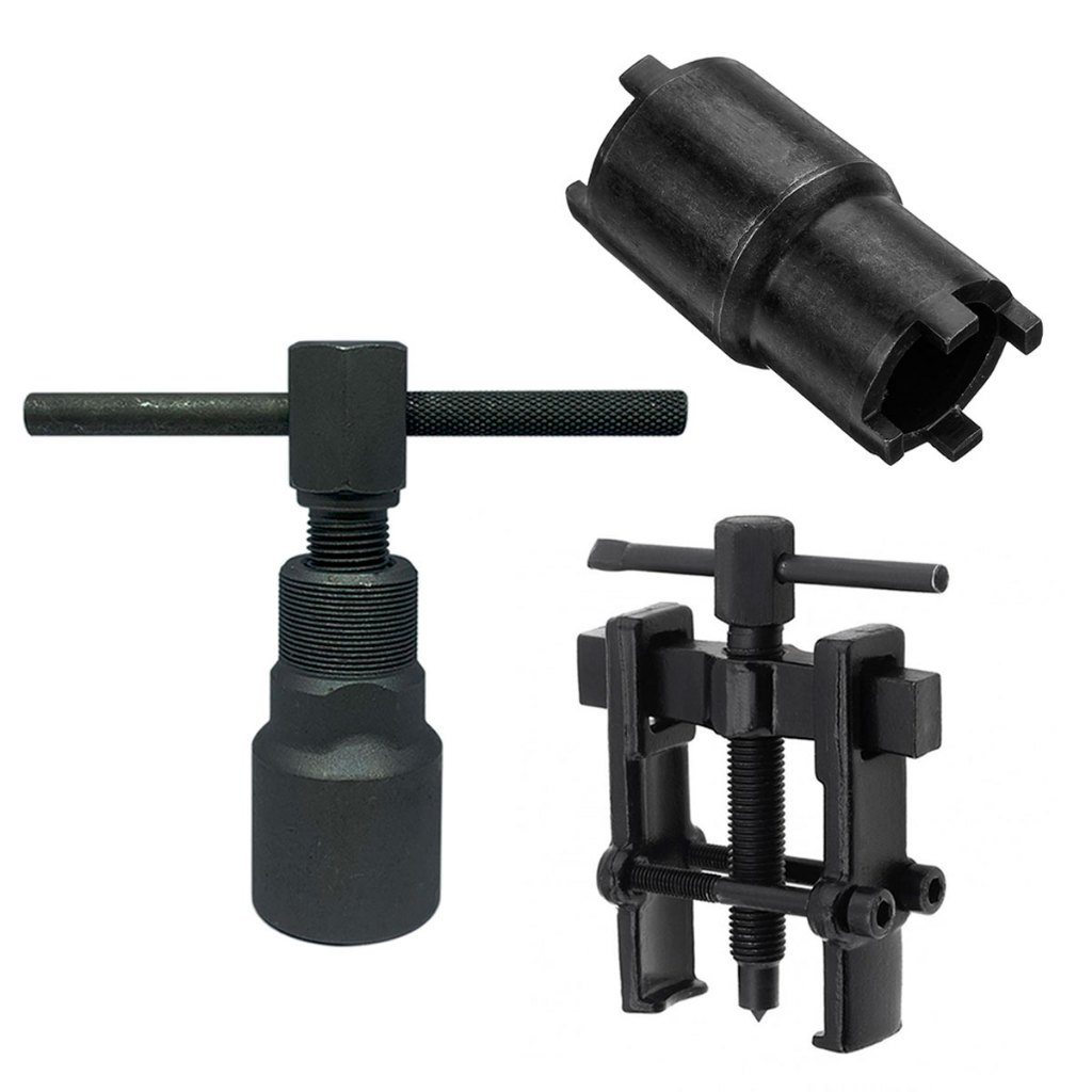 Kit Ferramenta Extratora Saca Rolamentos + Chave Castelo Bomba Óleo Dupla + Saca Magneto Para Motos