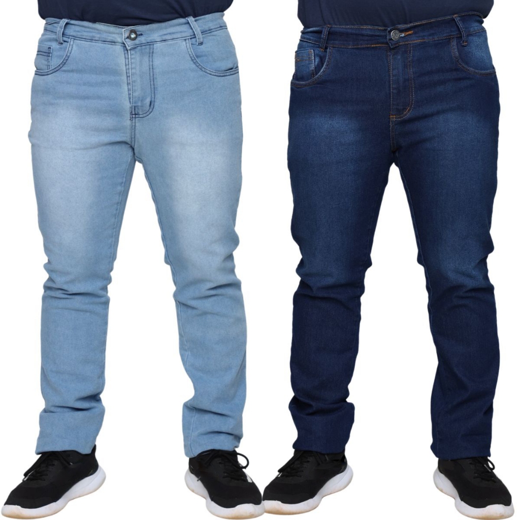 Kit 2 Calças Jeans Masculina Plus Size Lycra Classica Muito Elastano  48 ao 56 em Oferta na Shopee