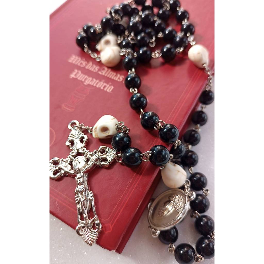 Terço Católico De Profundis ou Memento Mori  em honra as almas do purgatório. em Oferta na Shopee