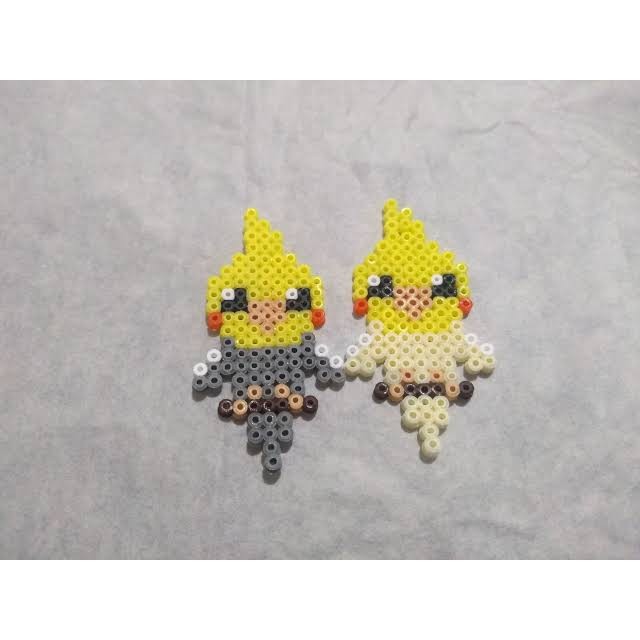 Calopsita e Passarinho Ímã ou Chaveiro - Pixel Art/ Hama Beads