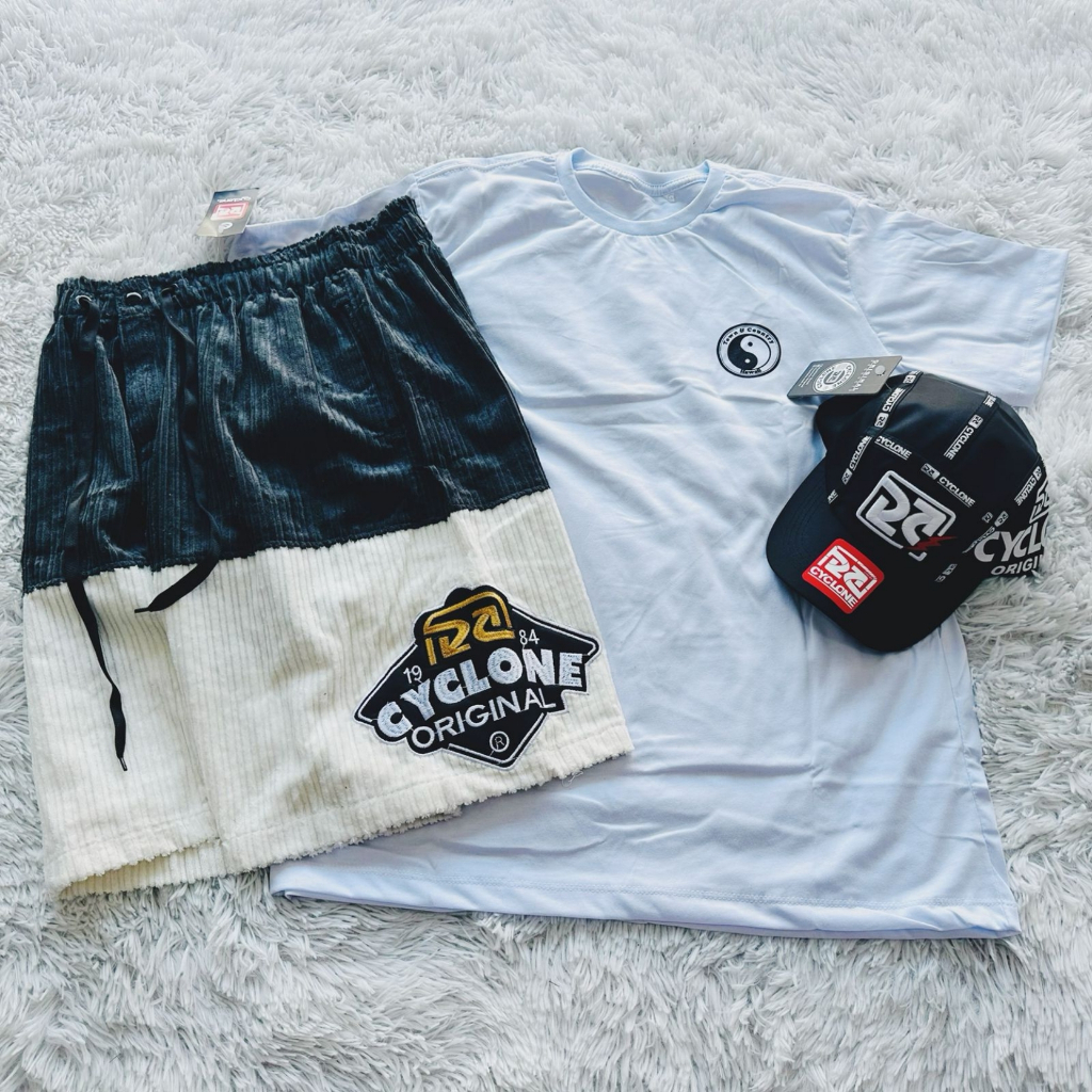 Conjunto Bermuda Cyclone Veludo + Camiseta + Boné