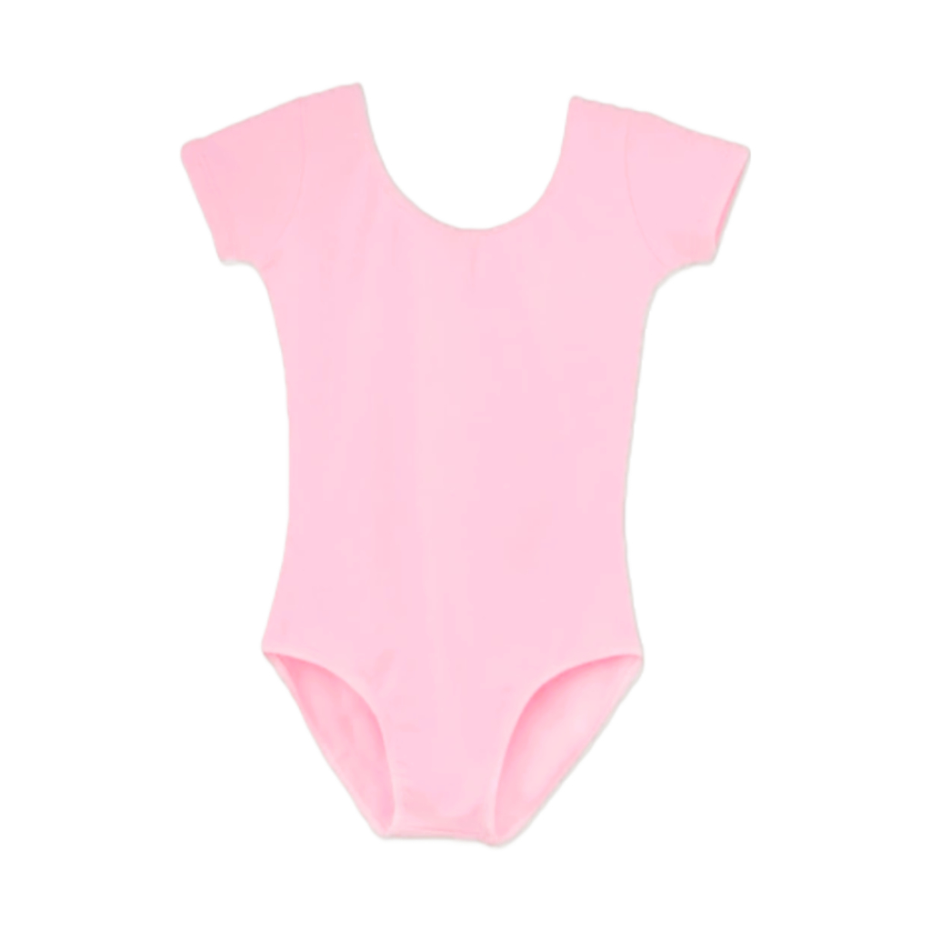 Collant Meia Manga Em Suplex Rosa/Preto Ballet Infantil - Para Bailarinas