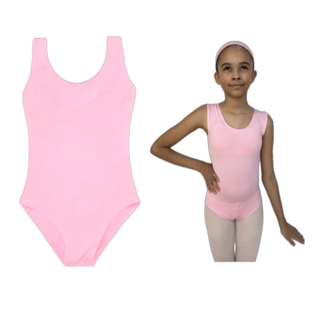 Collant Regata Em Suplex Rosa/Preto Ballet Infantil - Para Bailarinas
