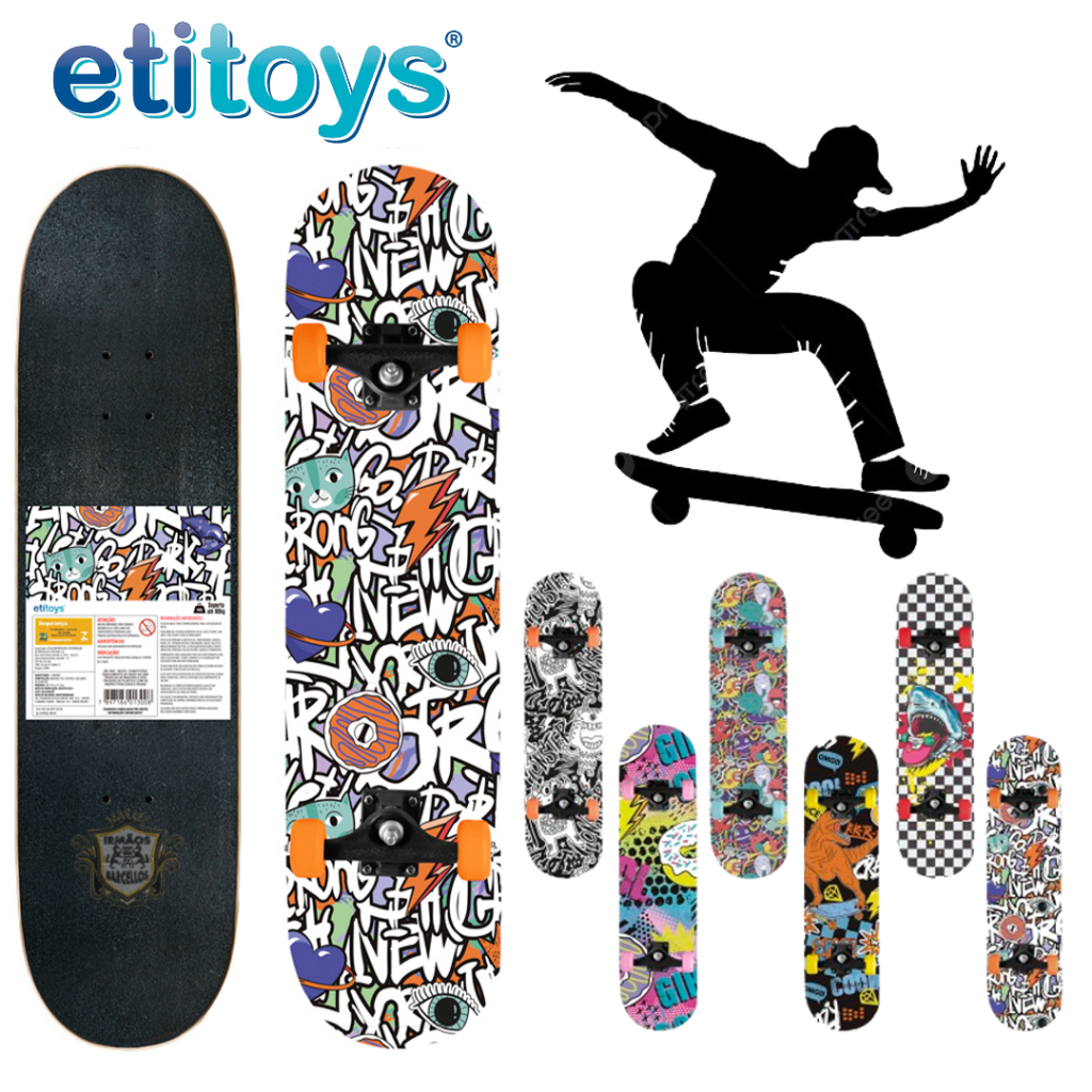 Skate Completo Montado Brinquedo Radical Pronto Para Andar - Esportes Radicais Criança Adulto