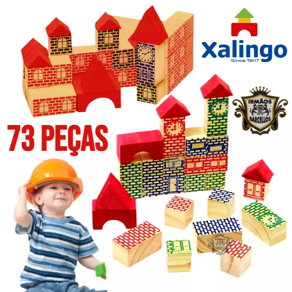 Brinquedo Blocos De Empilhar Pequeno Engenheiro 73 Peças - Brincando e Aprendendo Interativo