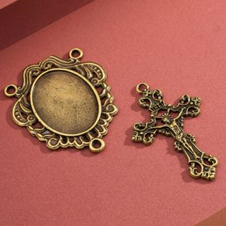 Kit Entremeio Para Personalizar Para Terço + Crucifixo Ouro Velho Alta Qualidade Peças Para Terço em Oferta na Shopee