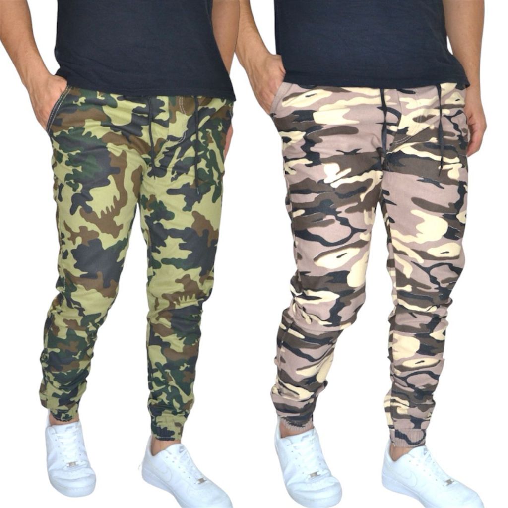 Kit 2 Calça Jogger Camuflada C/ Lycra Linha Premium Elástico