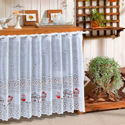 Cortina De Renda Pia Balcão Gabinete Coffe Bulê Vermelho Cozinha 2mx80cm em Oferta na Shopee