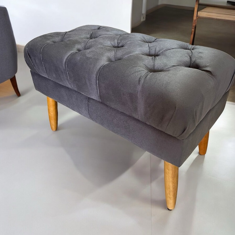 Recamier Puff, Capitonê Retrô, Pé palito, 70cm ou 100cm - Decoração