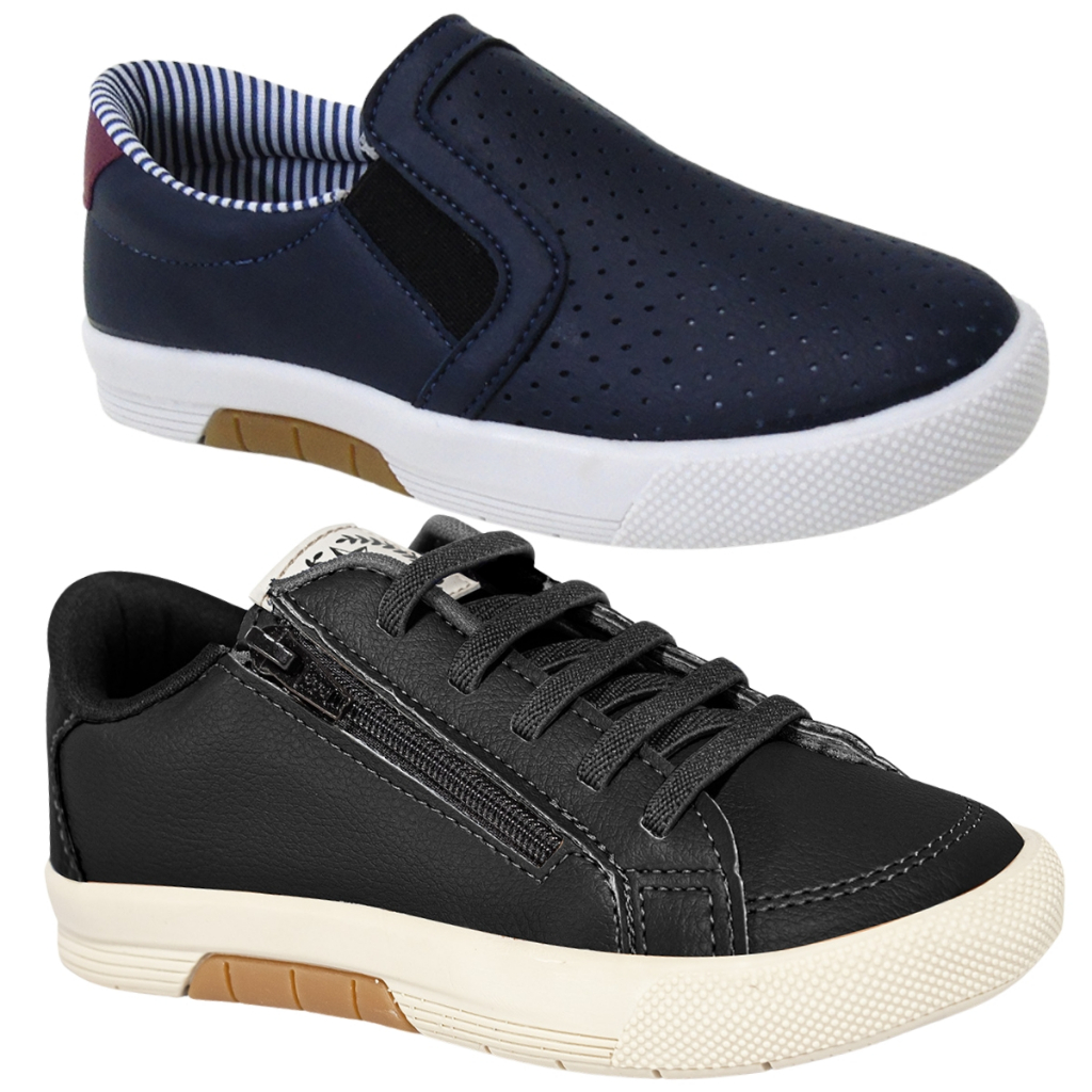 Kit 2 Pares Tênis Masculino Infantil + Sapatênis Infantil Masculino Slip Casual 2 Pares Calce Fácil