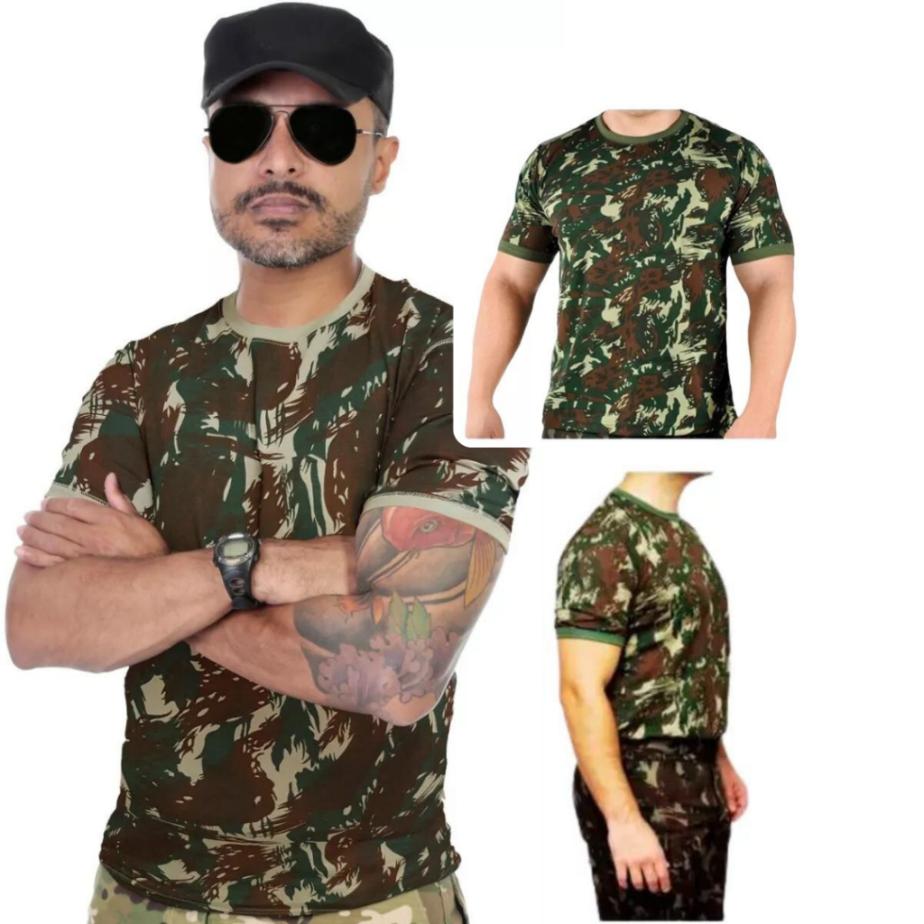 camiseta militar camuflada masculina slim algodão 100% antitranspirante antiodor militar exército em Oferta na Shopee