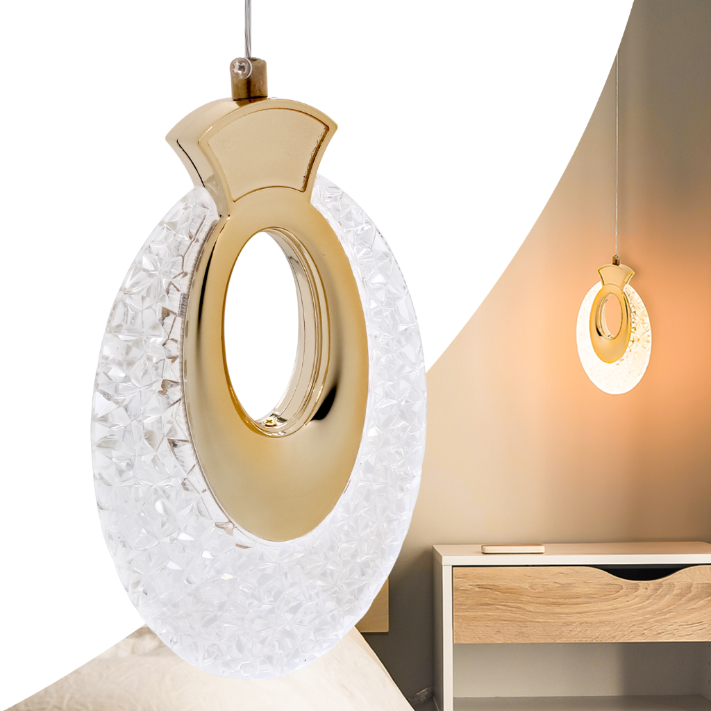 Pendente Luminária Aldrava Oval Led Cristal PD39