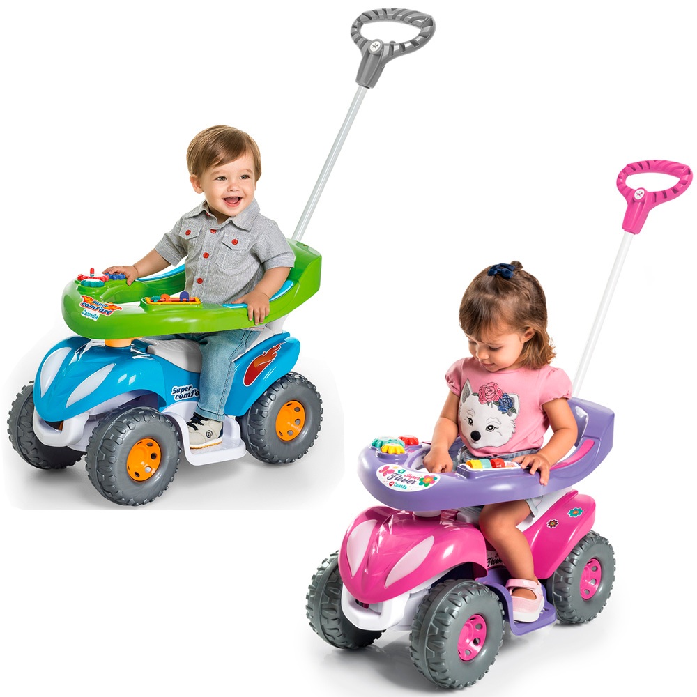 Carrinho de Passeio Infantil 2 em 1 Quadriciclo Calesita Super Comfort ou Super Flower