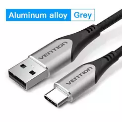 Vention - Cabo Usb A x Usbc Tipo C Carregamento Turbo QC 3a Reforçado algodão liga de alumínio Macho