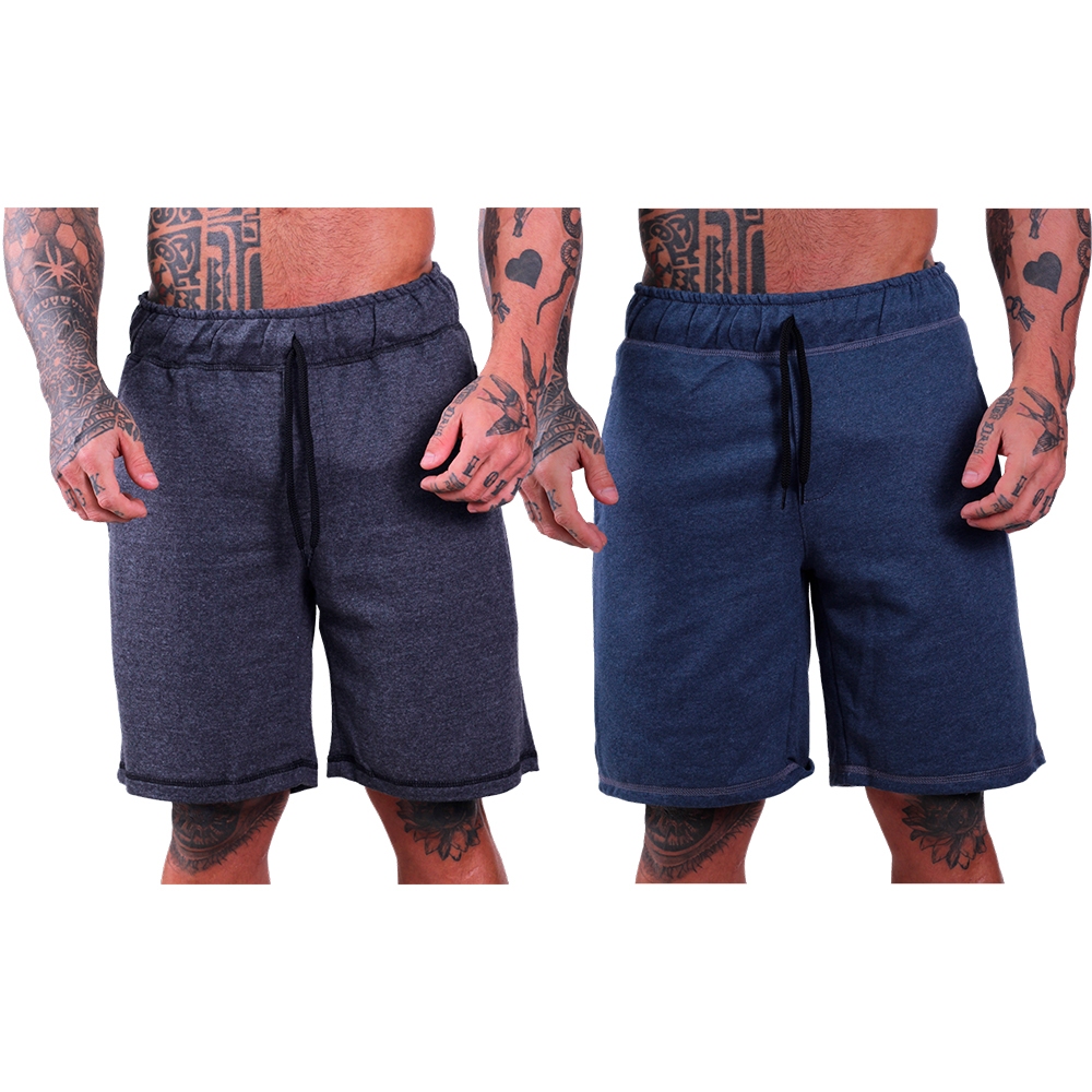 Kit 2 Bermudas Masculinas MXD Conceito em Moletom ou Moletinho Cores Imperdíveis Sem Pelúcia