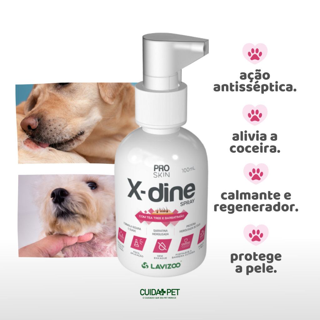 Spray Clorexidina X Dine Lavizoo 100ml Assepsia e Tratamento Dermatites Pet