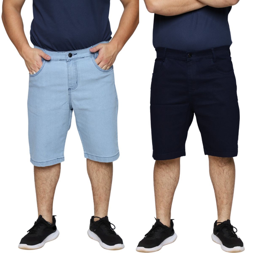 Kit 2 Bermudas Jeans Masculina Plus Size Lycra Elastano Alta Qualidade 58 ao 62 Premium em Oferta na Shopee
