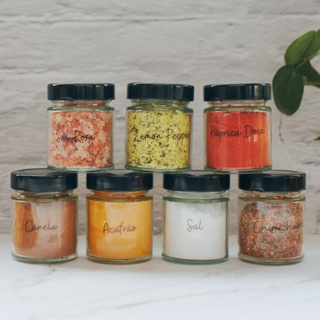 Kit Porta Temperos de Vidro C/ 32 Etiquetas Adesivos Potes Condimentos Organizador Armazenamento em Oferta na Shopee