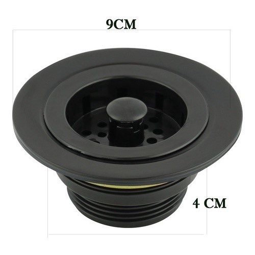Válvula Ralo De Pia Cozinha Abs 3,5 Preto Fosco Americana em Oferta na Shopee
