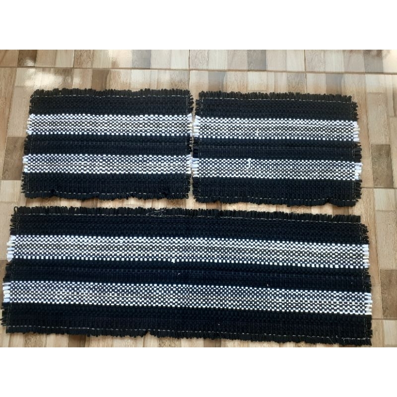 Jogo de Tapetes para Cozinha 3 Peças – Com Passadeira | Malha Trançada Artesanal Tapete Pesado em Oferta na Shopee