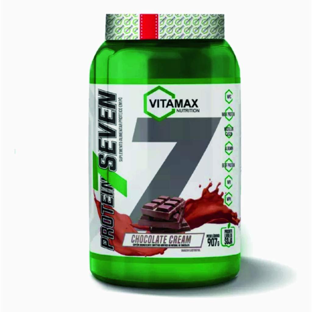 Whey Seven Protein Vitamax Nutrition 907g Chocolate Suplemento em pó