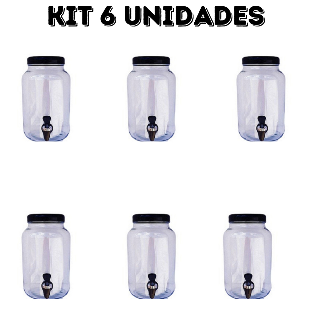 kit 6 unidades suqueira de vidro capacidade 3 litros em Oferta na Shopee