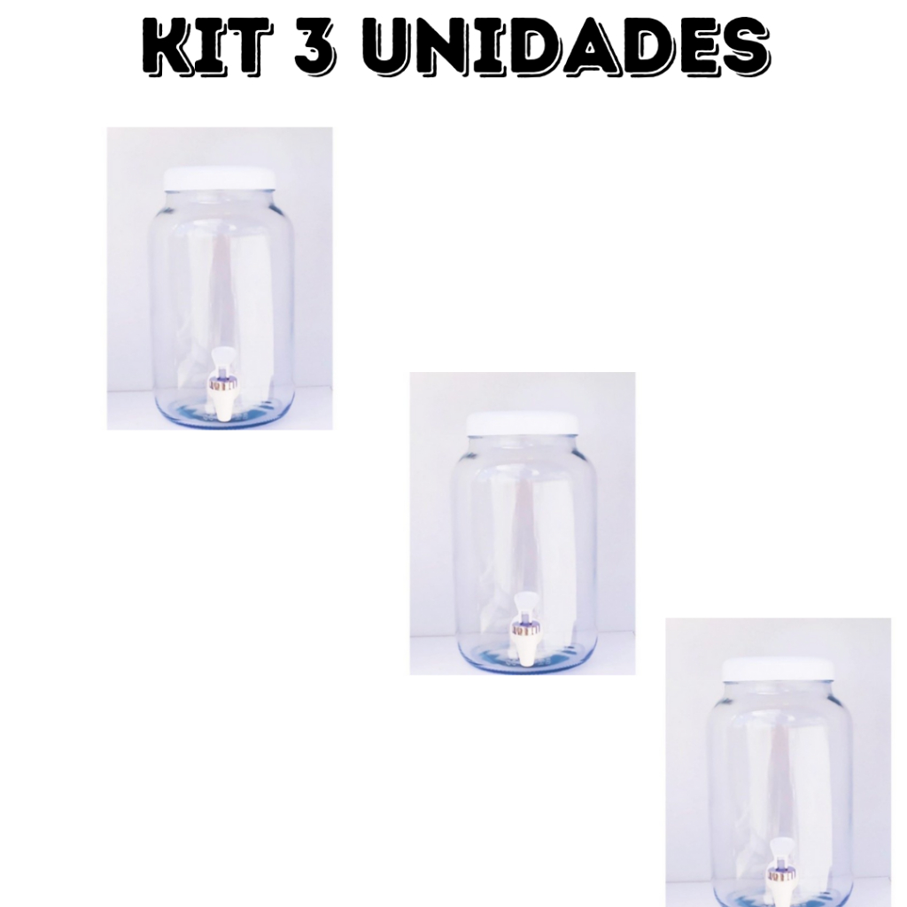suqueira de vidro com torneira 3 unidades