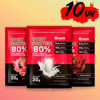 10x DOSE Whey Protein Concentrado 80% Sachês de 30g - Growth Supplements em Oferta na Shopee